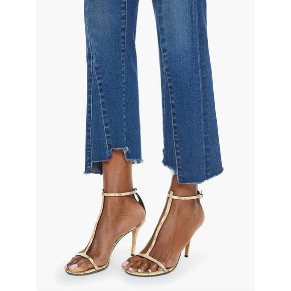 NEW MOTHER insider crop pointy fray jeans in scorchin hot